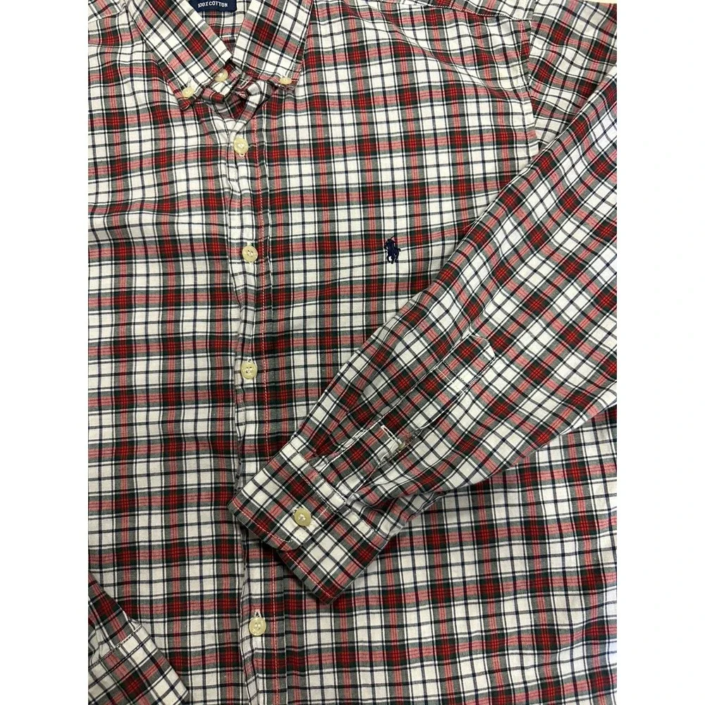 Polo Ralph Lauren‎ Men's Shirt Medium Plaid Button Down Long Sleeve 100% Cotton